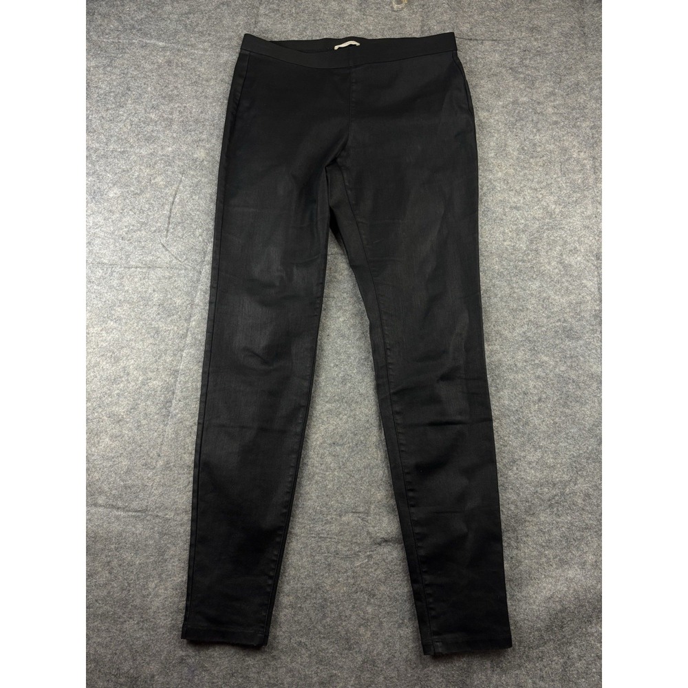 Eileen Fisher Black Coated Organic Cotton Stretch Leggings Slim Pants Size S